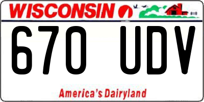 WI license plate 670UDV