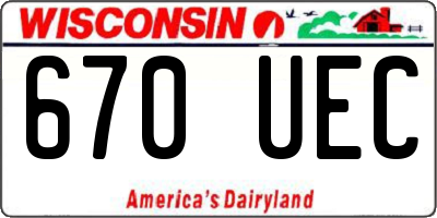 WI license plate 670UEC