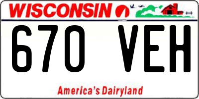 WI license plate 670VEH