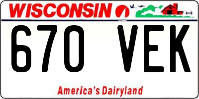 WI license plate 670VEK