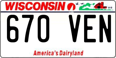 WI license plate 670VEN