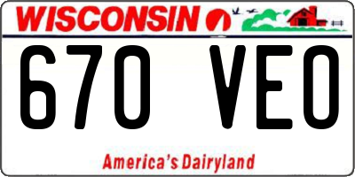 WI license plate 670VEO