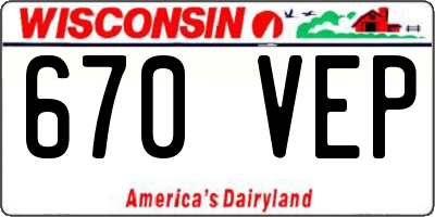 WI license plate 670VEP