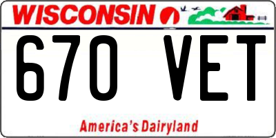WI license plate 670VET