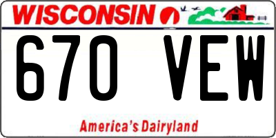 WI license plate 670VEW