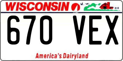 WI license plate 670VEX