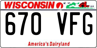 WI license plate 670VFG