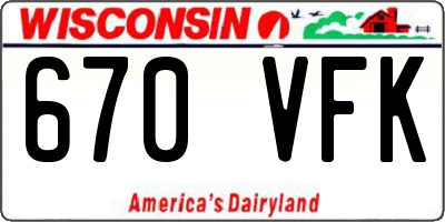 WI license plate 670VFK