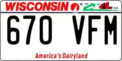 WI license plate 670VFM