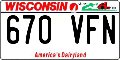 WI license plate 670VFN