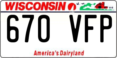 WI license plate 670VFP