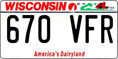WI license plate 670VFR