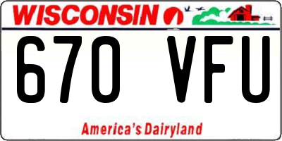 WI license plate 670VFU