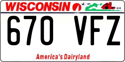 WI license plate 670VFZ