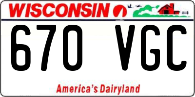 WI license plate 670VGC