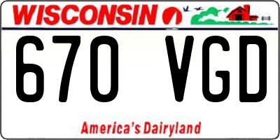 WI license plate 670VGD