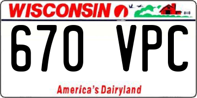 WI license plate 670VPC