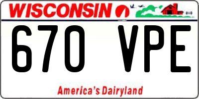WI license plate 670VPE