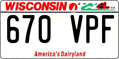 WI license plate 670VPF