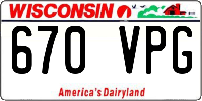WI license plate 670VPG