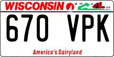 WI license plate 670VPK