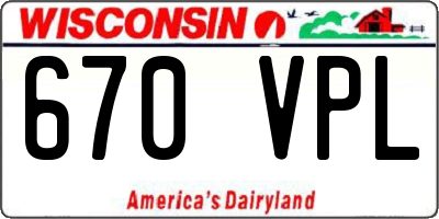 WI license plate 670VPL