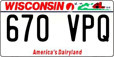 WI license plate 670VPQ