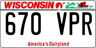 WI license plate 670VPR