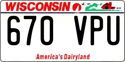 WI license plate 670VPU