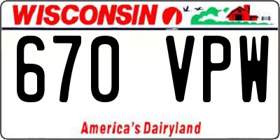 WI license plate 670VPW