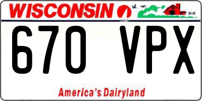 WI license plate 670VPX