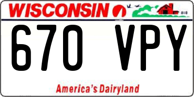 WI license plate 670VPY