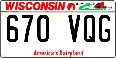 WI license plate 670VQG