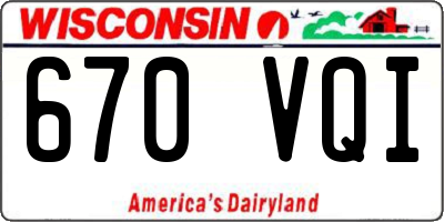WI license plate 670VQI