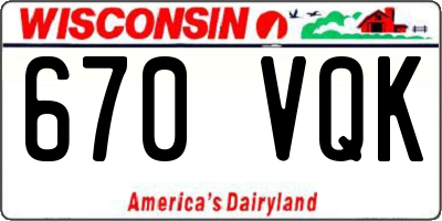 WI license plate 670VQK