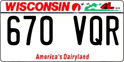 WI license plate 670VQR