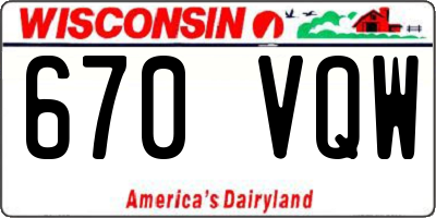 WI license plate 670VQW