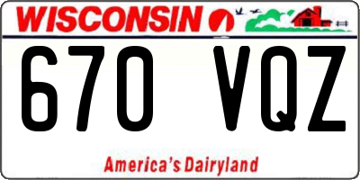 WI license plate 670VQZ