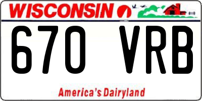 WI license plate 670VRB