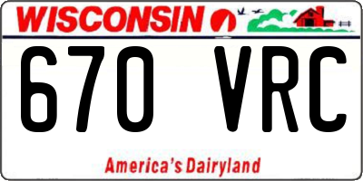 WI license plate 670VRC