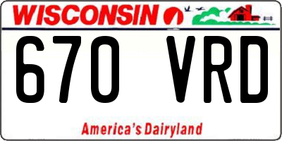 WI license plate 670VRD