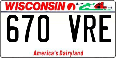 WI license plate 670VRE