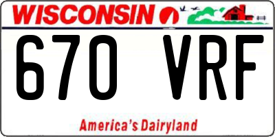 WI license plate 670VRF