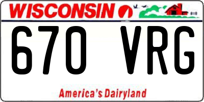 WI license plate 670VRG