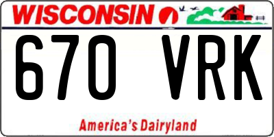WI license plate 670VRK