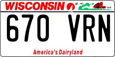 WI license plate 670VRN