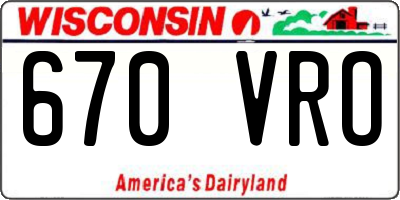 WI license plate 670VRO