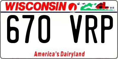 WI license plate 670VRP
