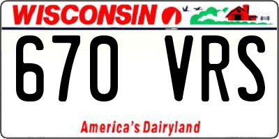 WI license plate 670VRS