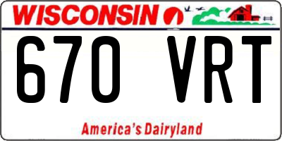 WI license plate 670VRT